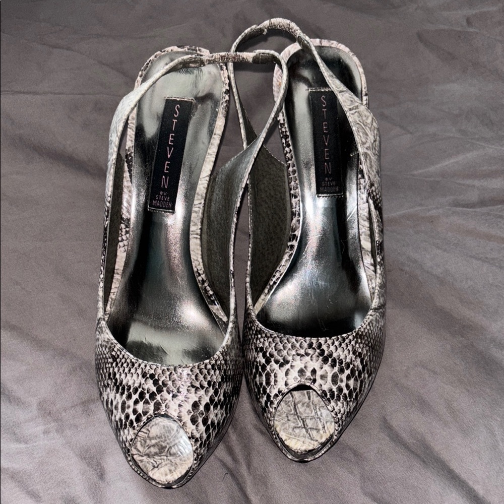 Seven7 Women's Snakeskin Peep-Toe Heels